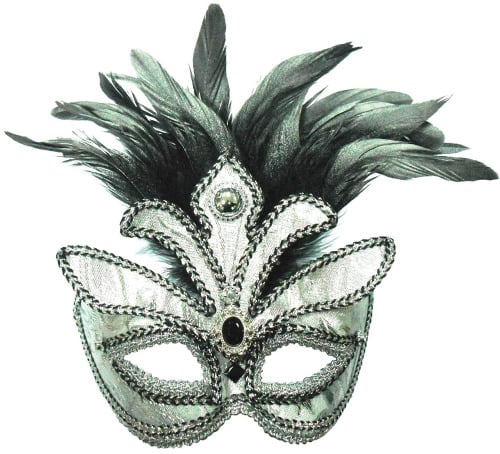 Silver eye-mask with feathers