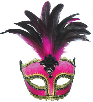 Pink mask with centre plumage