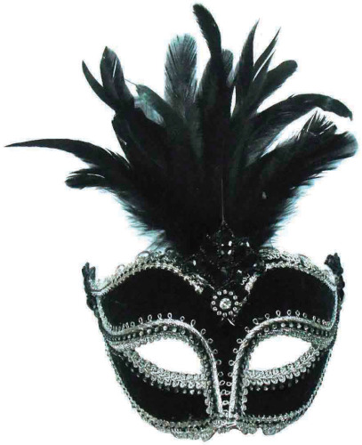 Black mask with centre plumage