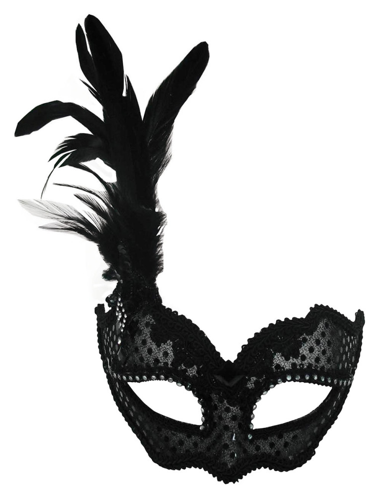 Black eye-mask with side feather