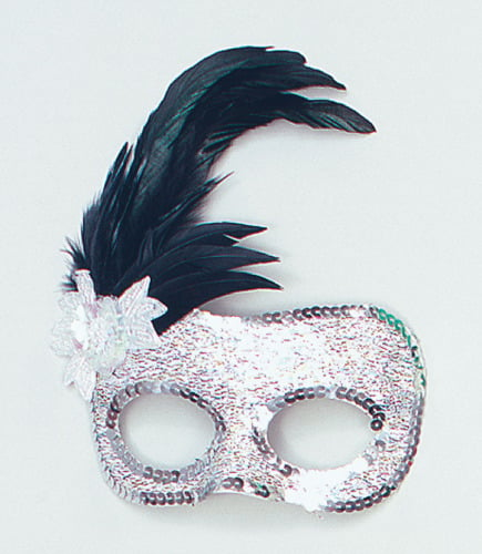 Silver mask with side feather