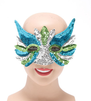 Sequinned eye-mask, Blue, Green, Silver