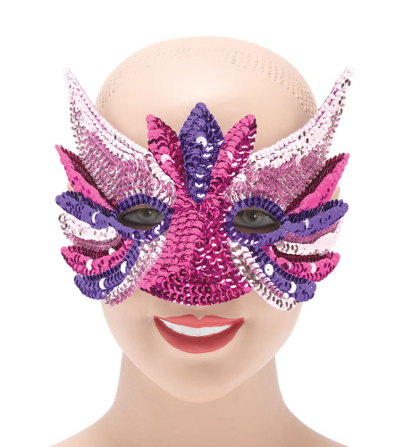 Sequinned eye-mask, Pink, Purple, Silver