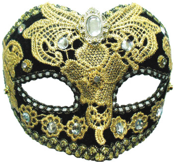 Black & Gold lace, half-face mask