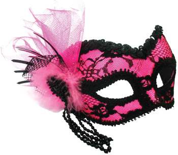 Pink eye-mask with black lace