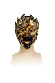 Gold, glazed, full-face Devil mask