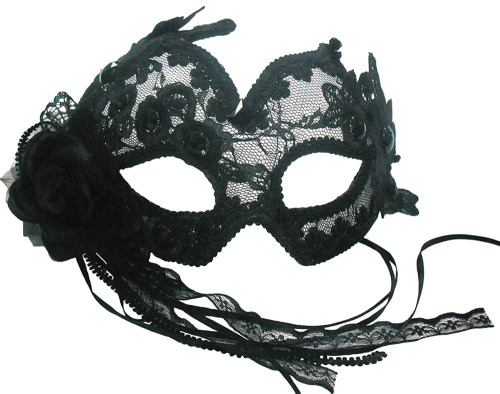 Black, transparent eye-mask with flower design