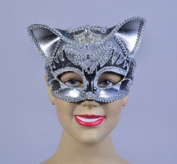 Jewelled, Silver cat mask