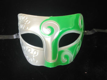 Silver & Green Romanesque masquerade mask