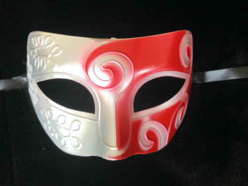 Silver & Red Romanesque masquerade mask