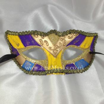 Gold, yellow, purple and blue Venetian mask