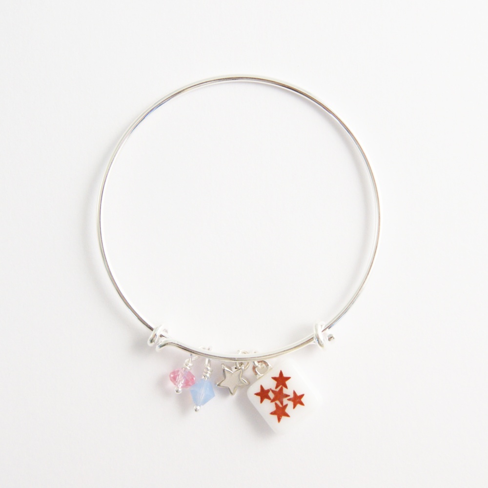 White Stars on a silver Bangle