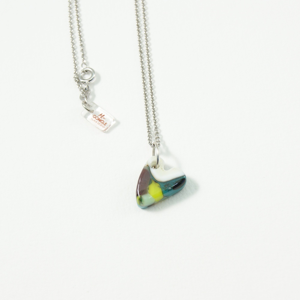 Hand carved Heart in seafoam on silver