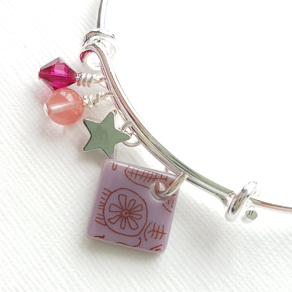 Purple neo Bangle on silver