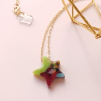 Multicoloured Glass star on gold #8