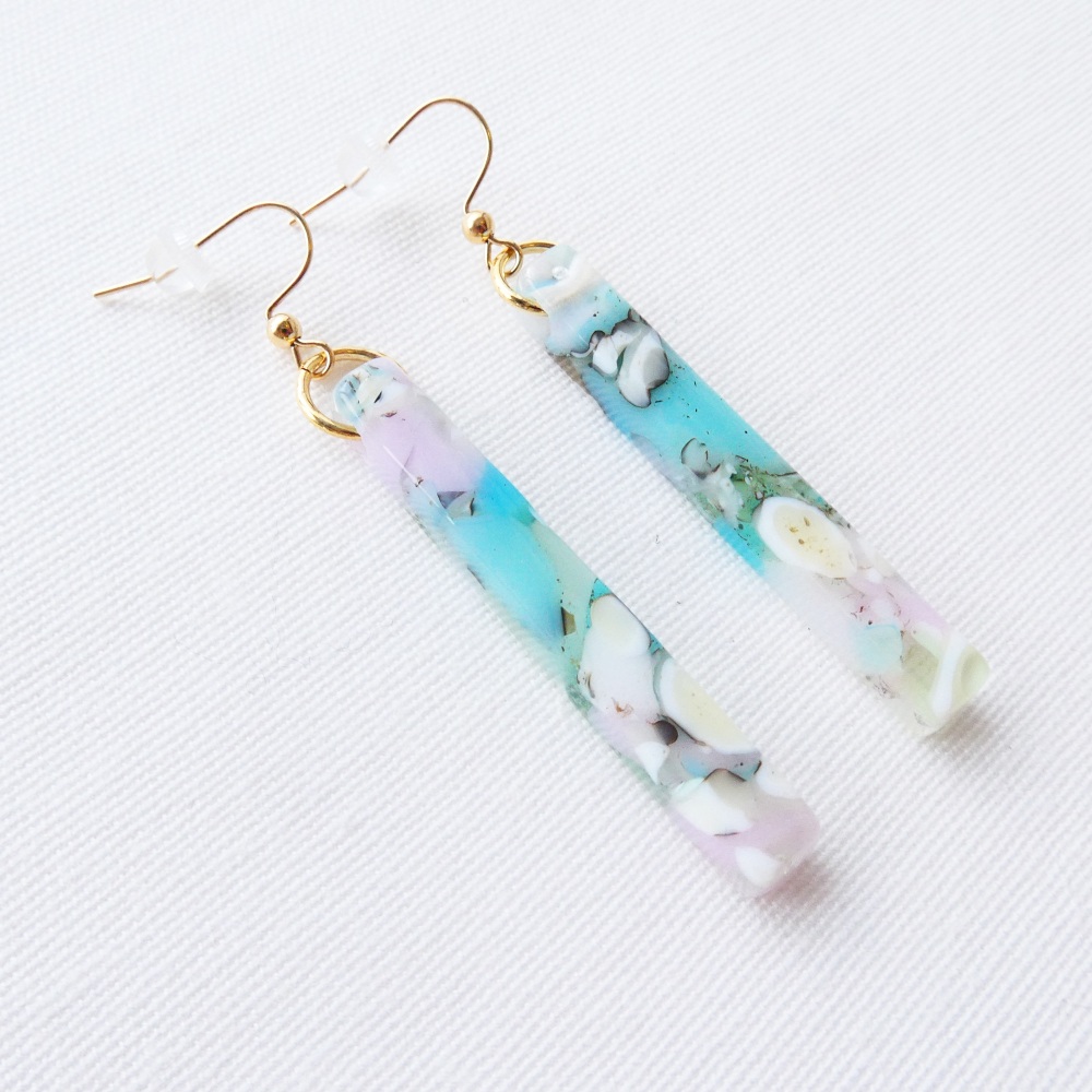 Pastel pillar earrings on filled gold