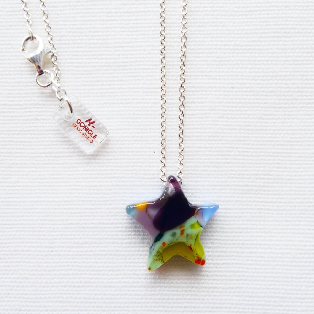 Silver shooting star in Multicolours