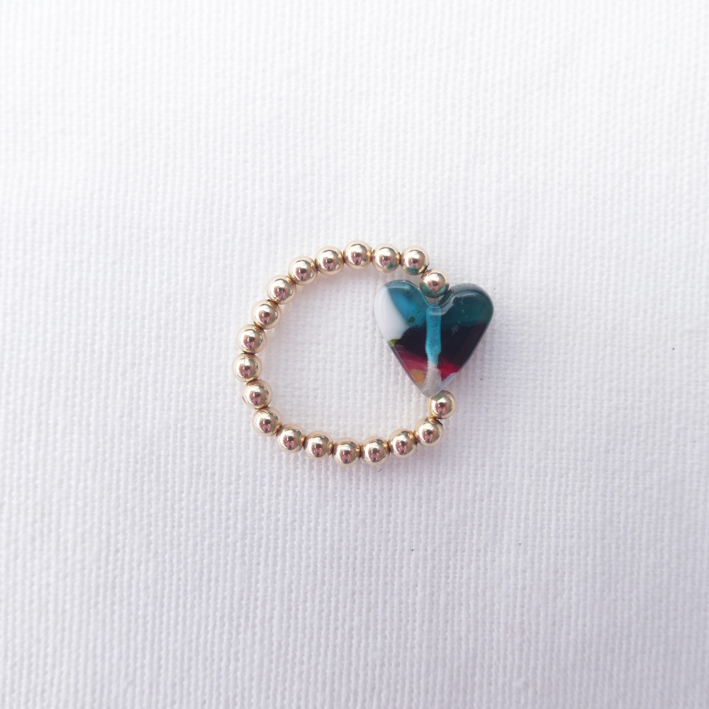 Simply Gold Ring (teal and multicolours)