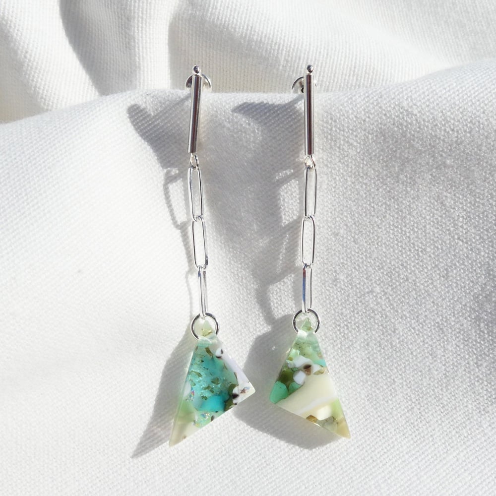 Pastel chain drop earrings on silver