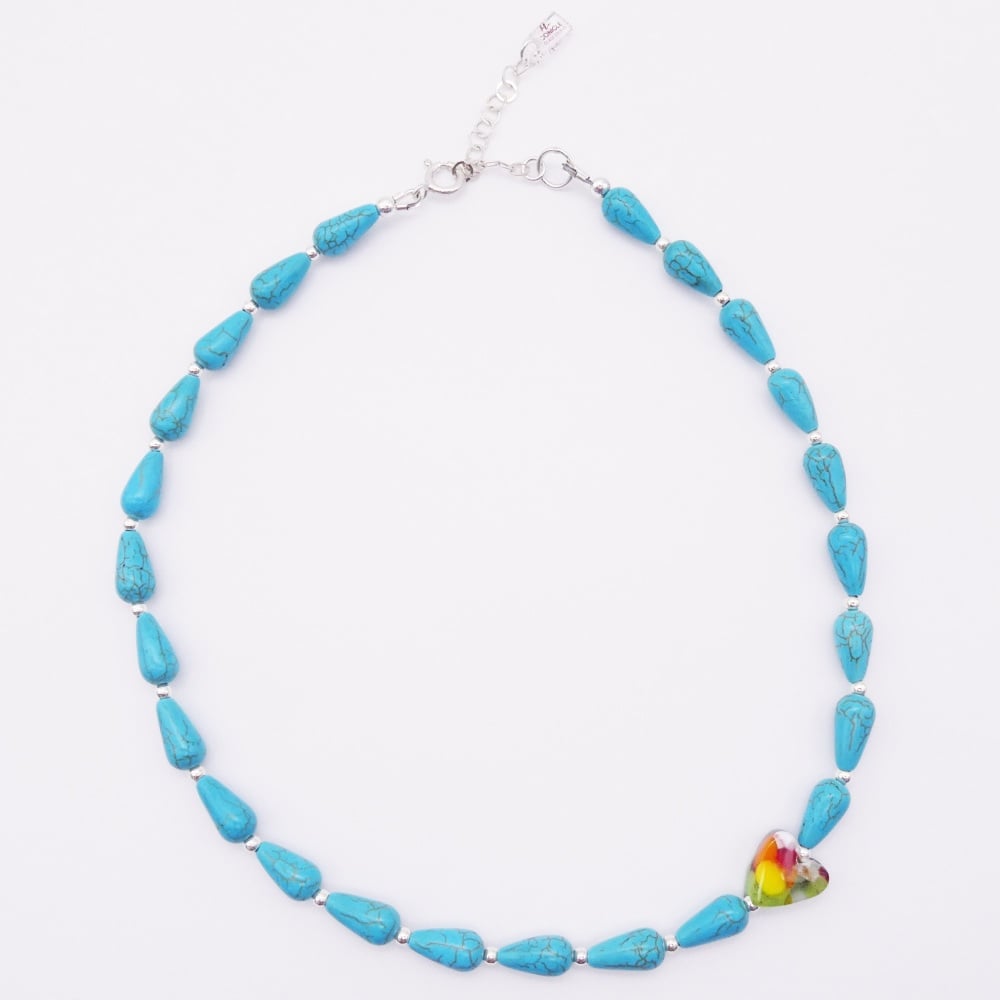 Turquoise howlite teardrop Necklace