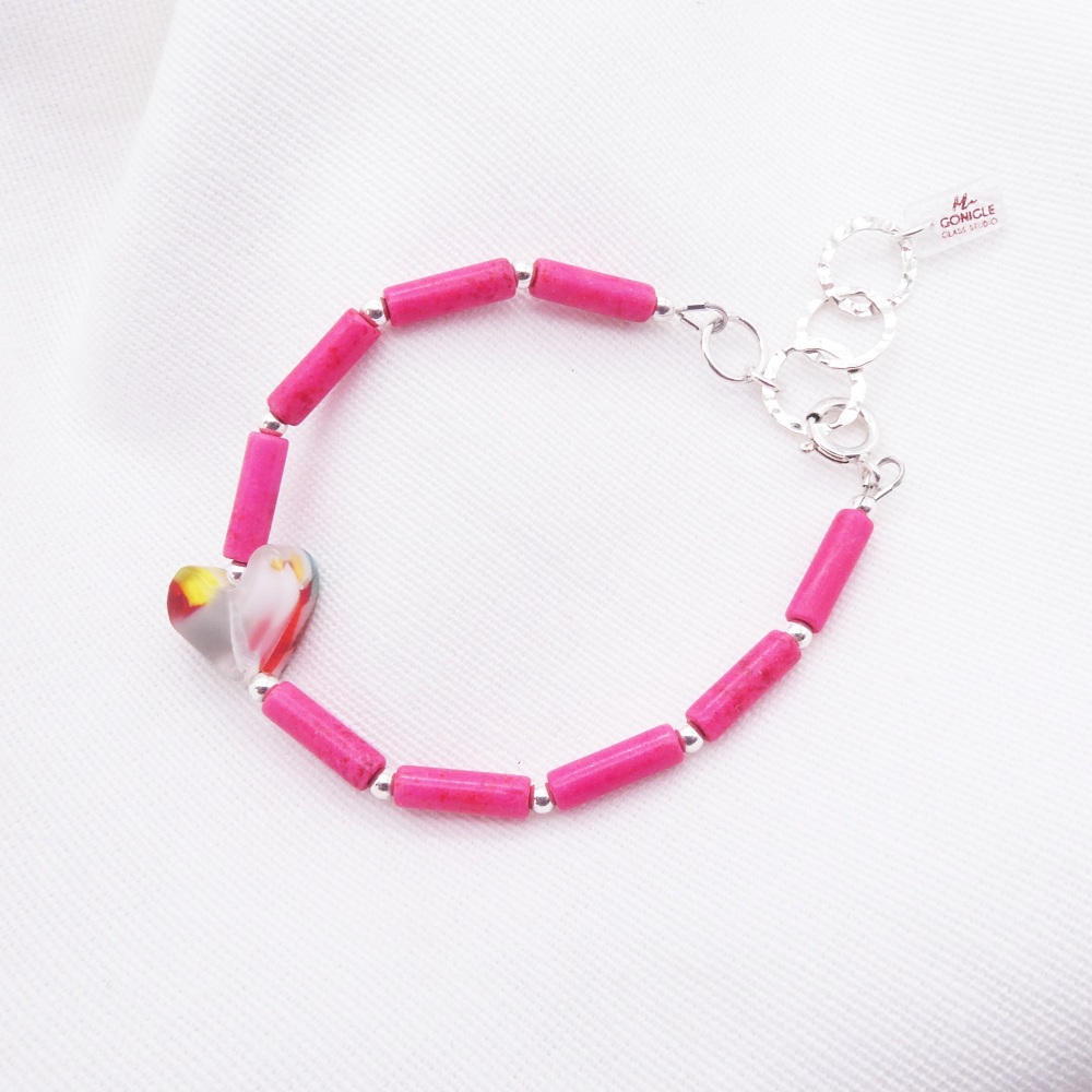 Cerise howlite tube Bracelet.