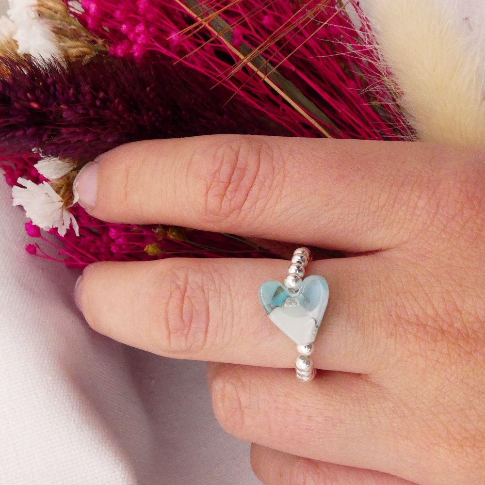 Simply Silver Ring- Pastel Heart #1