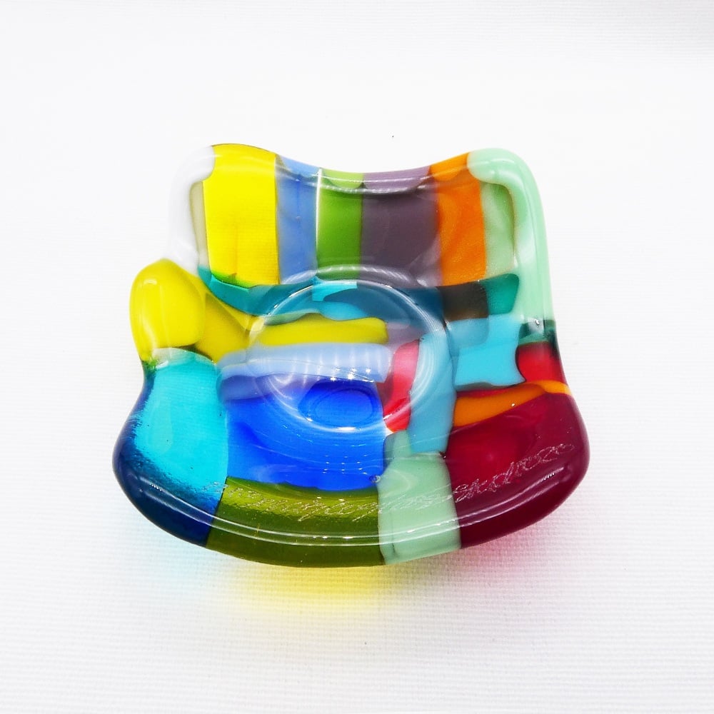 Multicoloured Tiny Fused glass Dish #2