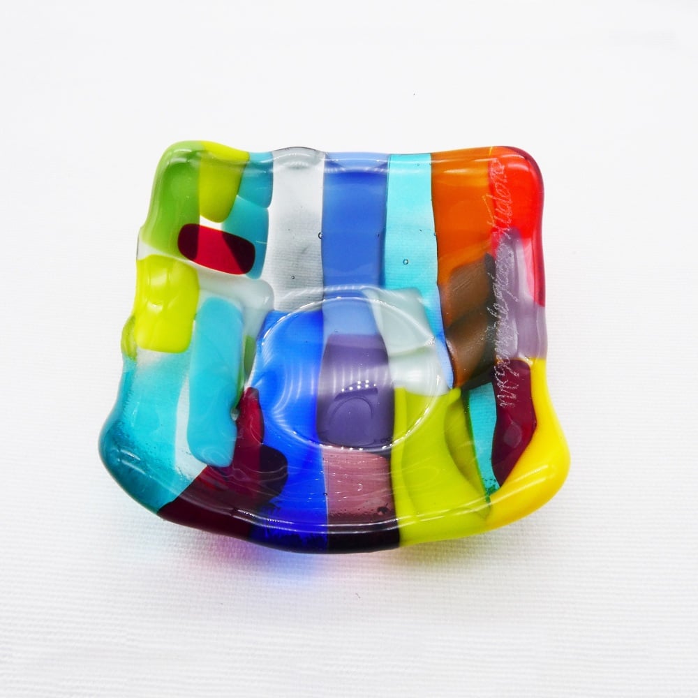 Multicoloured Tiny Fused glass Dish #3
