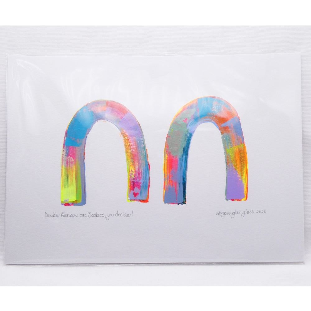 Double rainbow or boobies? -A4 Unframed painting