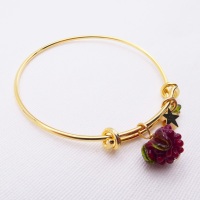 Glass Raspberry On a 14K Gold Plated Bangle 