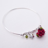 Glass Raspberry On a silver Plated Bangle 