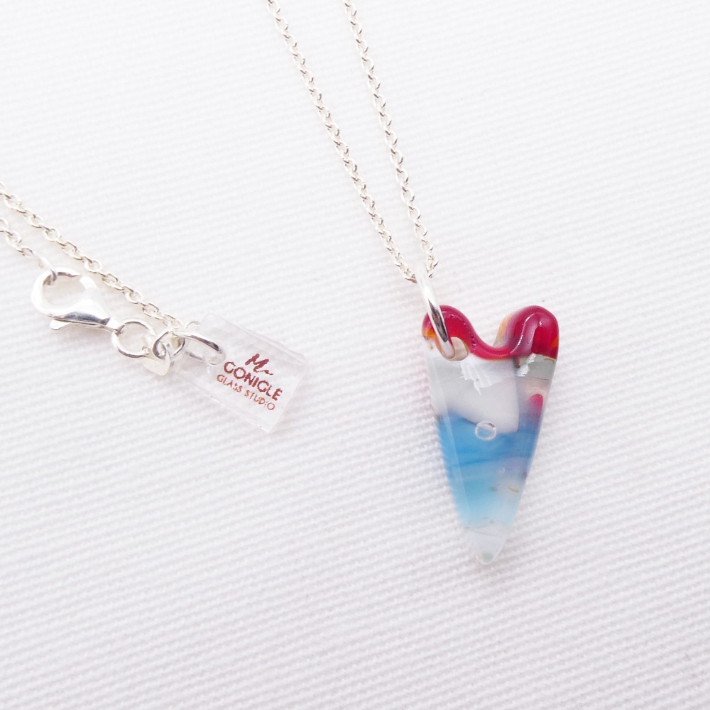 Multicoloured glass heart on silver #2