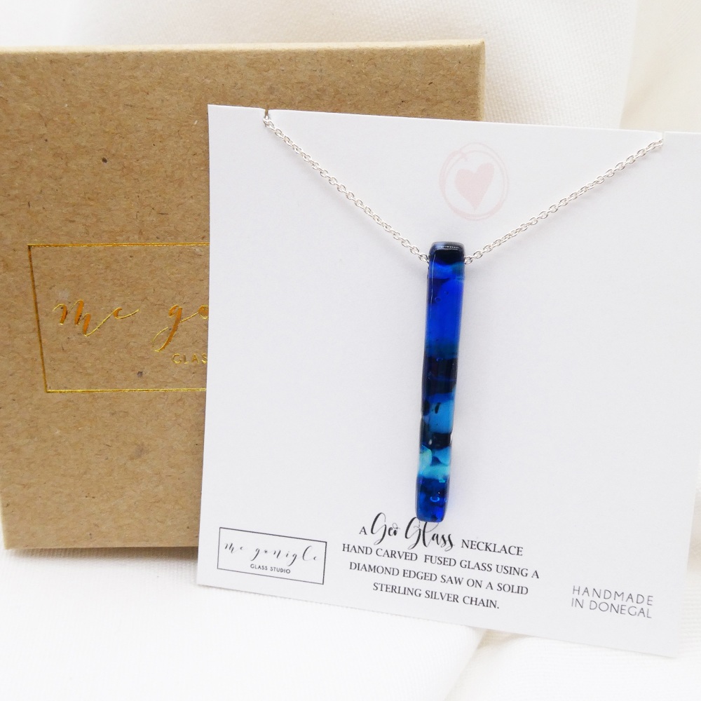 Glass Geo Pillar in Blues
