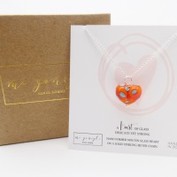 Orange and Turquoise Glass Heart Necklace