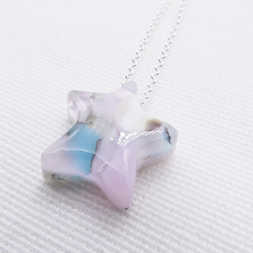 Pastel Glass Star on silver #1