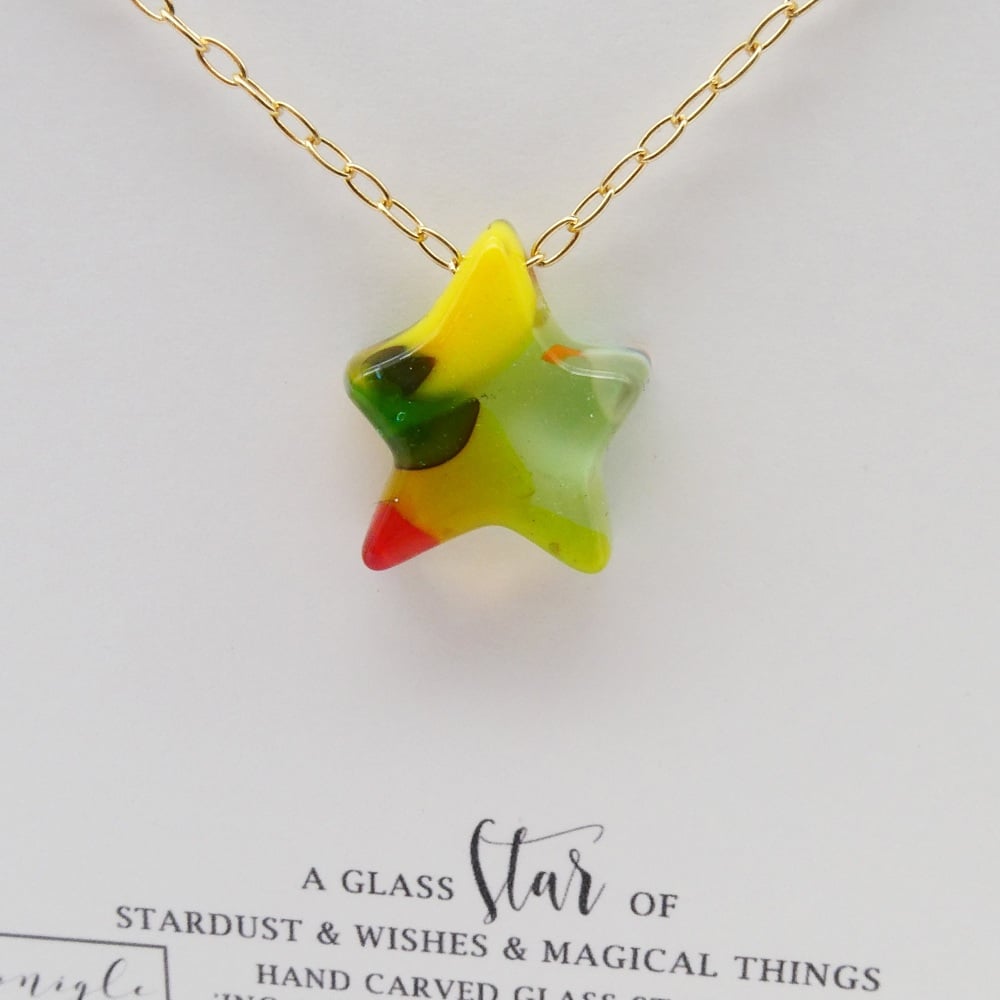 Multicoloured Glass star on gold #1