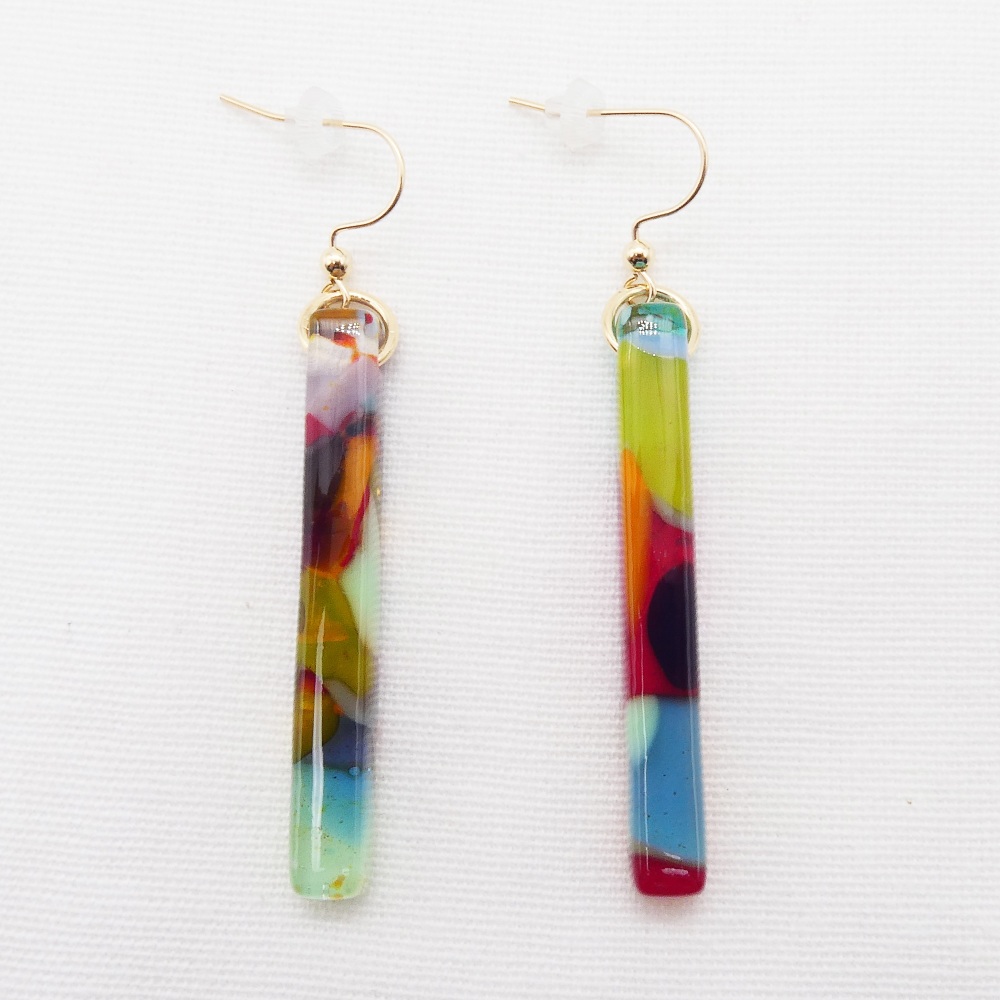 Multicoloured pillar earrings on filled gold