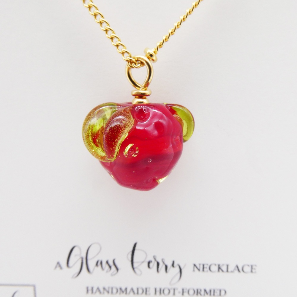 Glass Strawberry on Gold