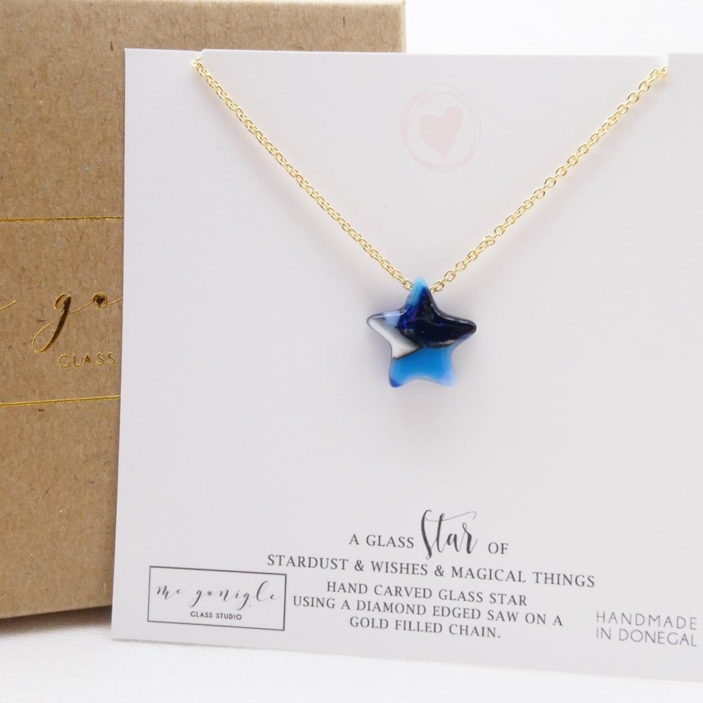 Blue Glass star on gold