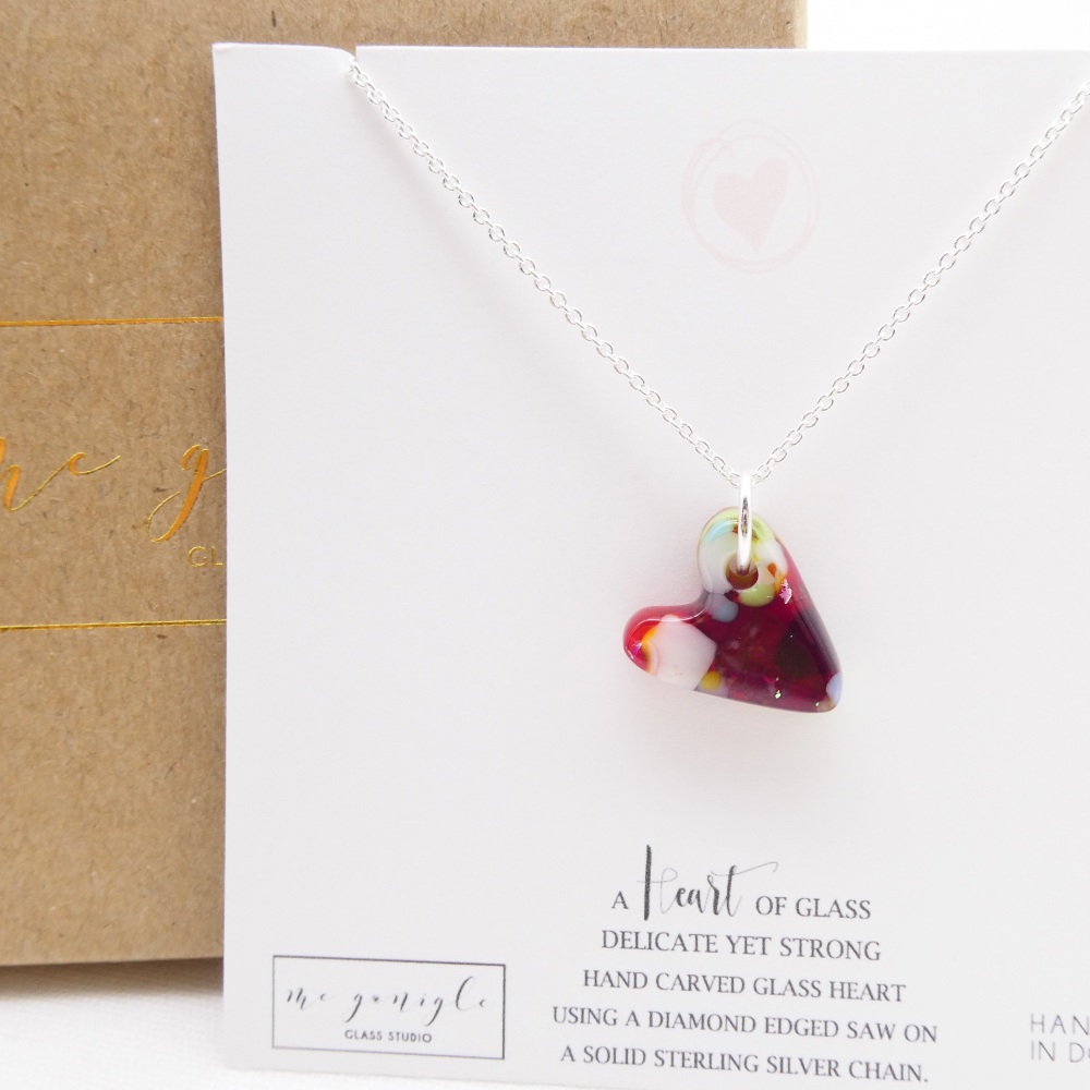 Multicoloured glass heart on silver #4