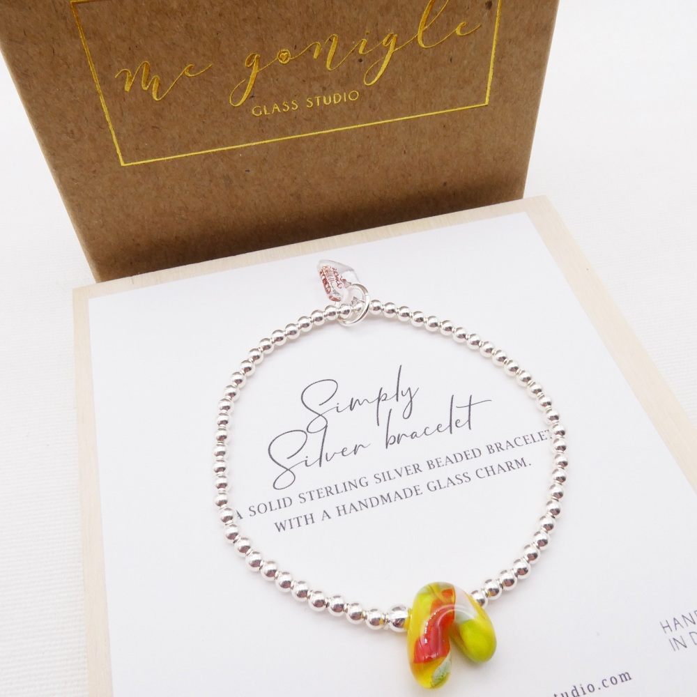 Simply Silver Bracelet with a Glass Rainbow