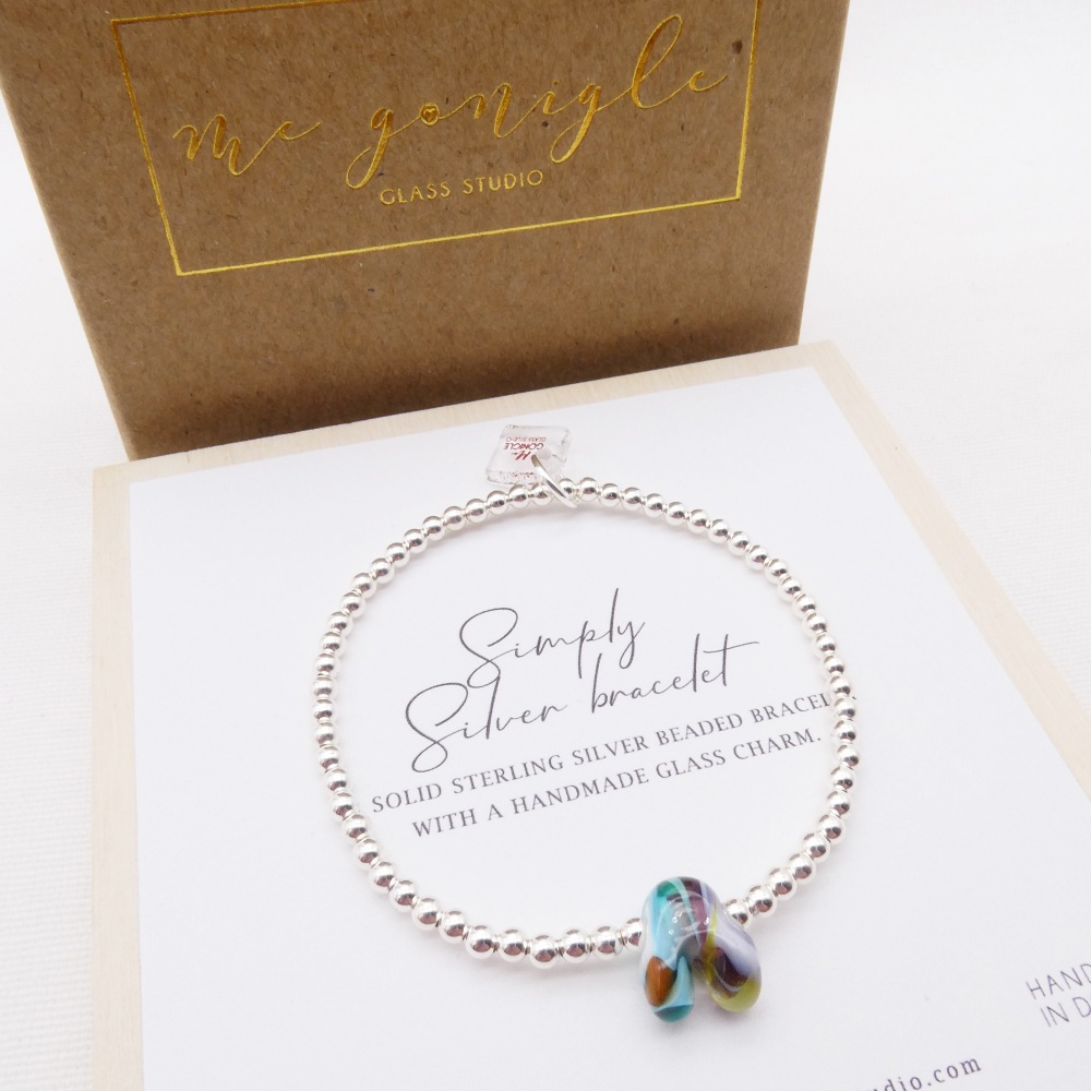 Simply Silver Bracelet with a Glass Rainbow #2