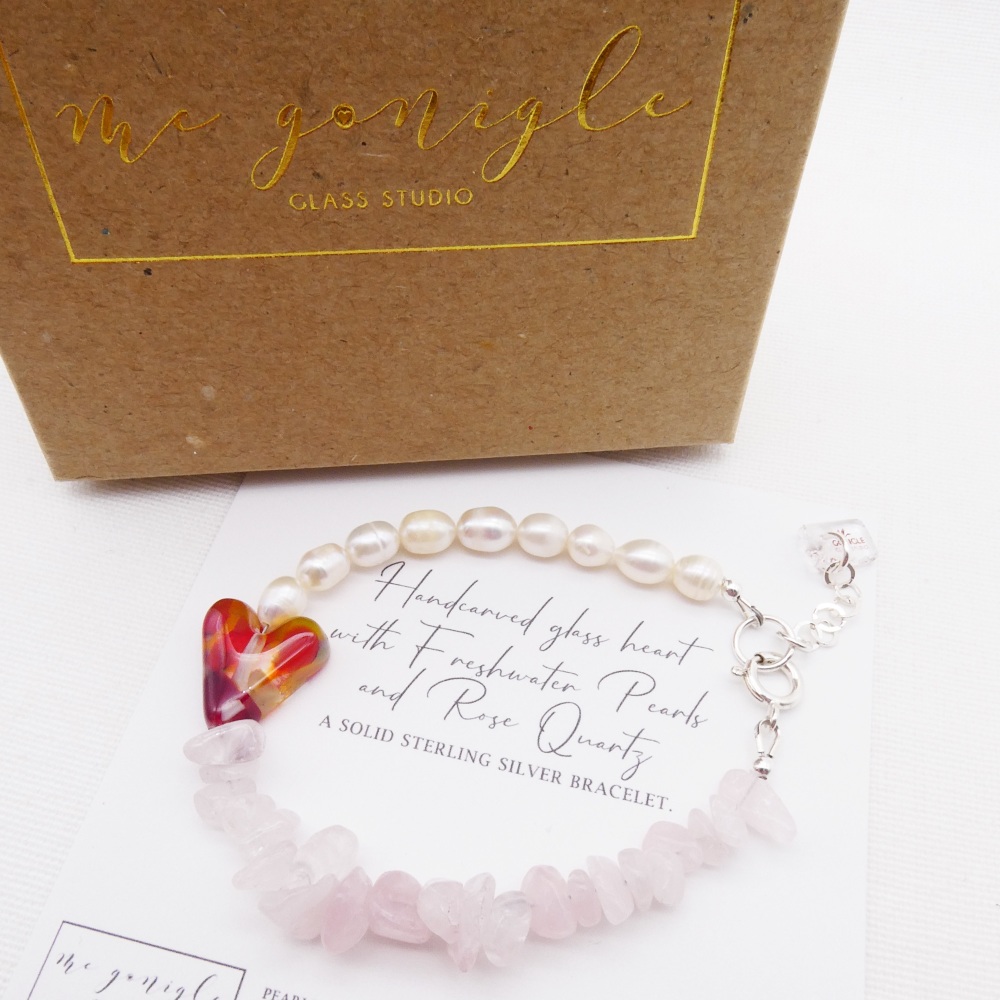 Freshwater Pearl Bracelet with Rose Quartz