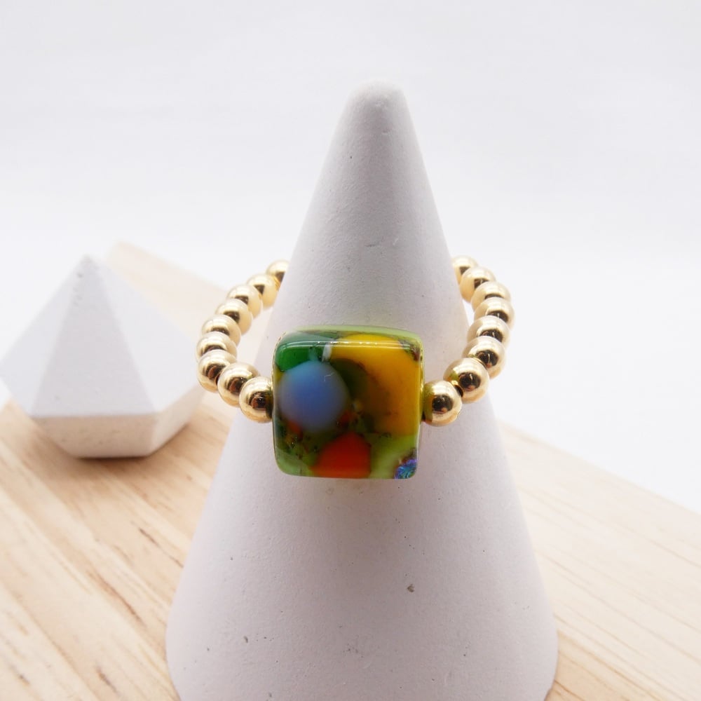 Simply Gold Ring - multicoloured Nugget