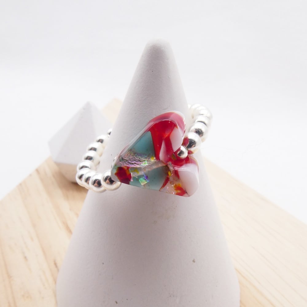Simply Silver Ring-Glass Heart #1
