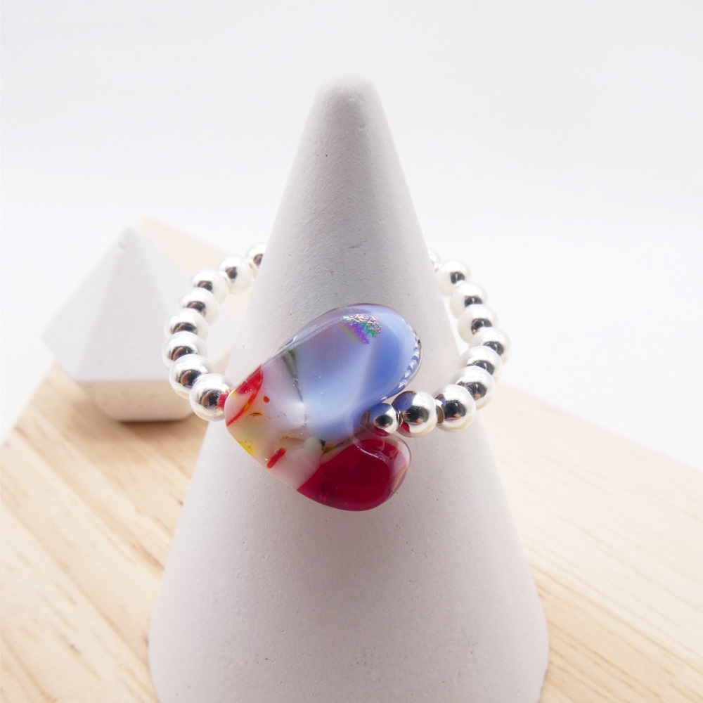 Simply Silver Ring-Glass Heart #2