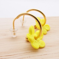 Medium Yellow  glass Flower hoop earrings-gold