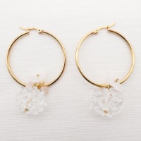 Large Clear Glass Cluster Creole hoop earrings