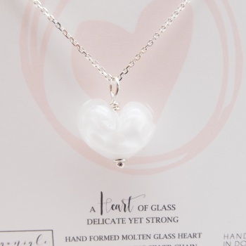 White Glass Heart Necklace