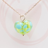 Green and Turquoise Glass Heart Necklace